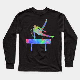 Male Gymnast Silhouette Art - Pommel Horse Long Sleeve T-Shirt